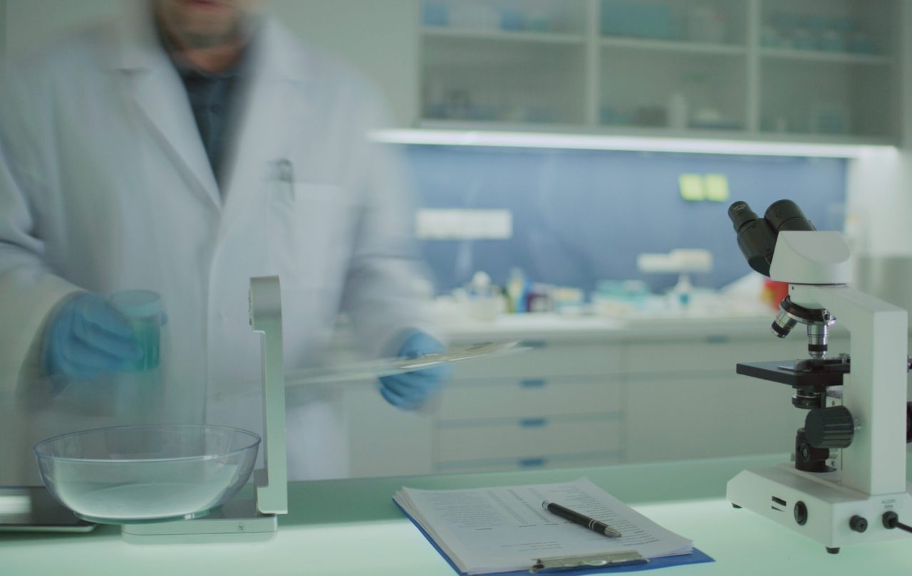 Working in the laboratory.